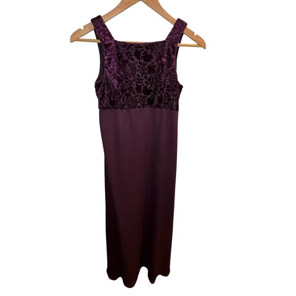 Womens Y2K Velvet Burnout Arianna By Rachel Kaye A-Line Maxi Dress Size 4 Formal - Picture 1 of 9